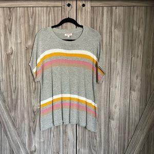 Andrée by Unit Women's Large Pullover Sweater Grey Striped Multicolor